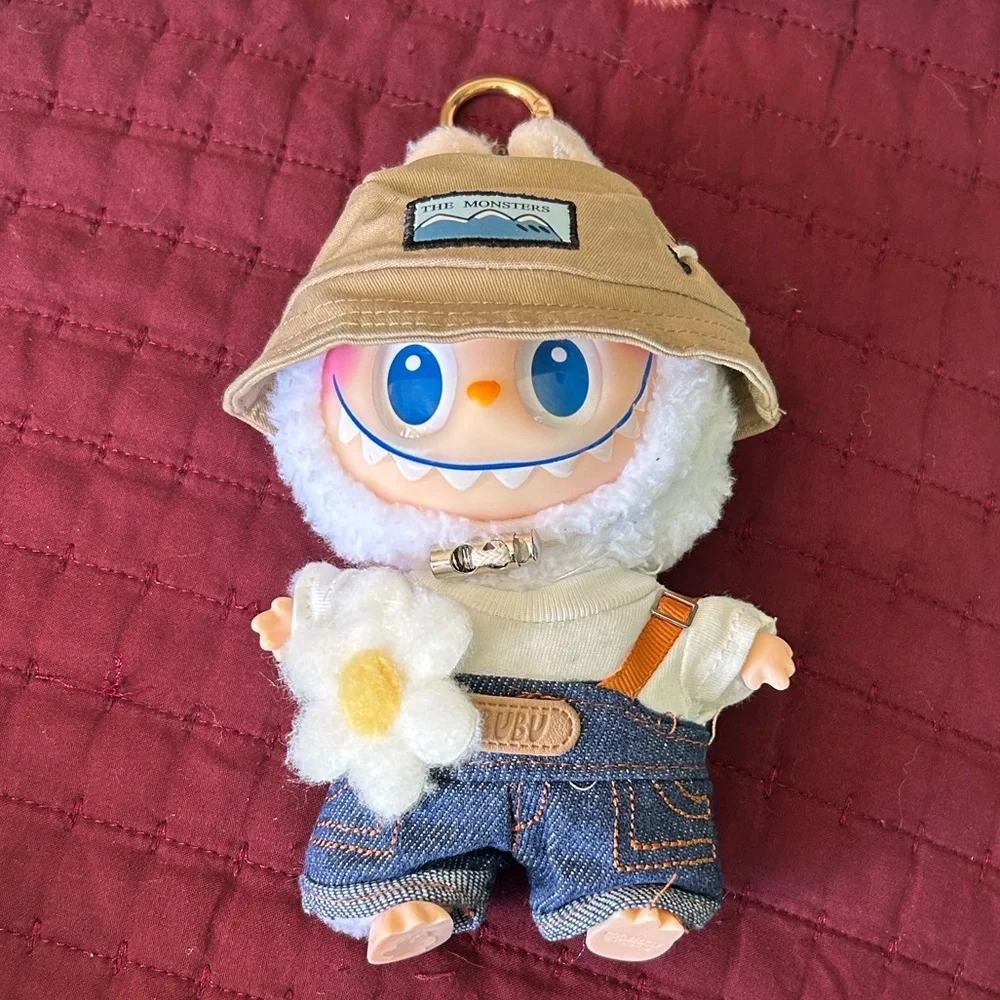 Cute Plush Toy with Hat and Overalls